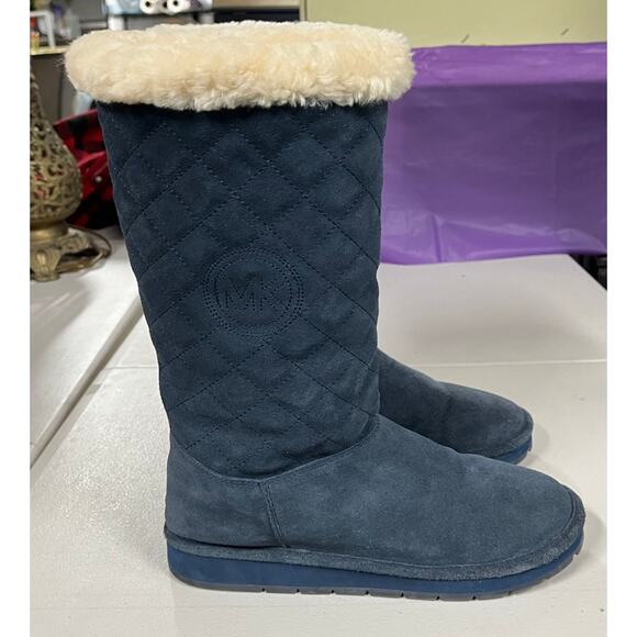 Michael Kors Sandy Quilted Suede Winter Boots Navy Women's Size 8 - Picture 10 of 10